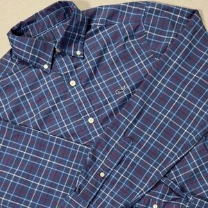 Vineyard Vines Navy Blue Plaid Button-Down Shirt